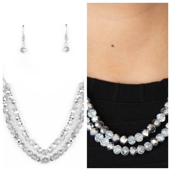 MAY THE FIERCE BE WITH YOU SILVER NECKLACE/EARRING SET
